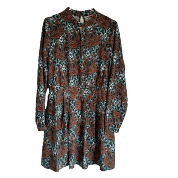 Beautiful 3 Suisses dress key hole front and back pearlized buttons pleated sz M - Picture 2 of 15